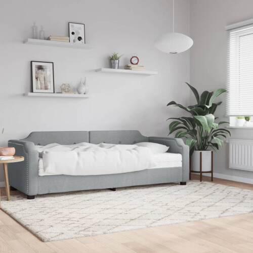 Berkfield Daybed with Mattress Light Grey 90x190 cm Fabric