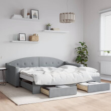 Berkfield Daybed with Trundle and Drawers Dark Grey 90x190 cm Fabric