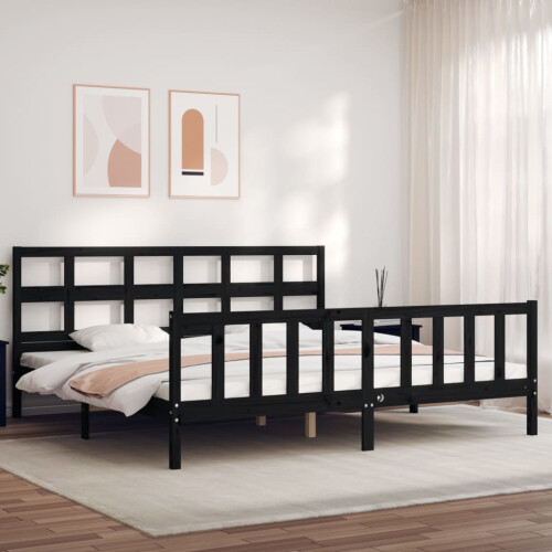 Berkfield Bed Frame without Mattress Black 200x200 cm Solid Wood Pine