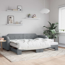 Berkfield Daybed with Trundle without Mattress Light Grey 90x190 cm Single