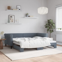 Berkfield Daybed with Trundle without Mattress Dark Grey 90x190 cm Single