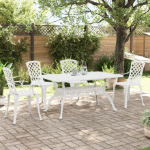 Berkfield 5 Piece Garden Dining Set White Cast Aluminium