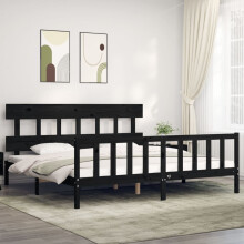 Berkfield Bed Frame without Mattress Black 200x200 cm Solid Wood Pine