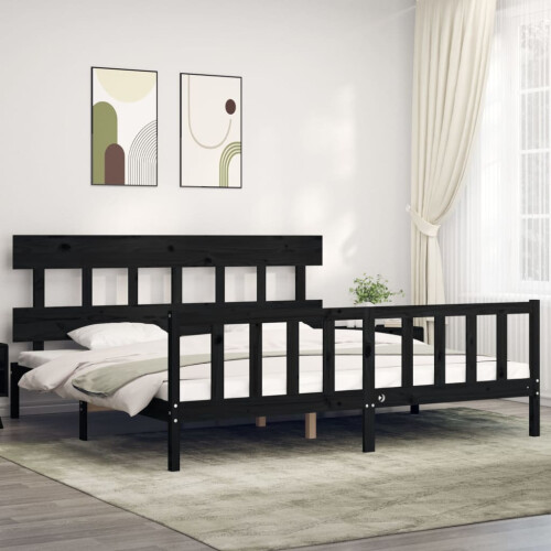 Berkfield Bed Frame without Mattress Black 200x200 cm Solid Wood Pine