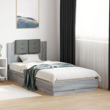 Berkfield Bed Frame without Mattress Grey Sonoma 75x190 cm Small Single