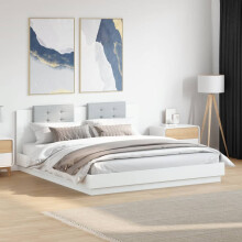 Berkfield Bed Frame with LED without Mattress White 180x200 cm Super King