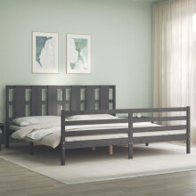 Berkfield Bed Frame without Mattress Grey 200x200 cm Solid Wood