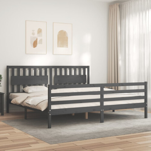 Berkfield Bed Frame without Mattress Grey 200x200 cm Solid Wood