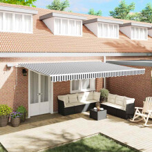 Berkfield Manual Retractable Awning with LED Anthracite&White 500x300 cm