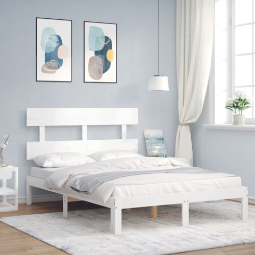 Berkfield Bed Frame without Mattress White Small Double Solid Wood Pine