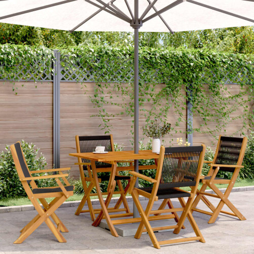 Berkfield Folding Garden Chairs 4 pcs Black Solid Wood Acacia