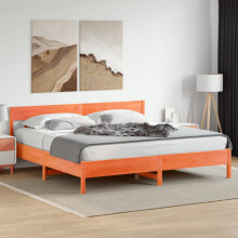 Berkfield Bed Frame without Mattress Wax Brown 180x200 cm Super King Solid Wood Pine
