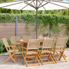 Berkfield Folding Garden Chairs 8 pcs Beige Poly Rattan and Solid Wood