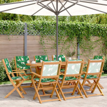 Berkfield Folding Garden Chairs 8 pcs Green Fabric and Solid Wood