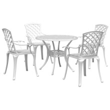 Berkfield 5 Piece Garden Dining Set White Cast Aluminium