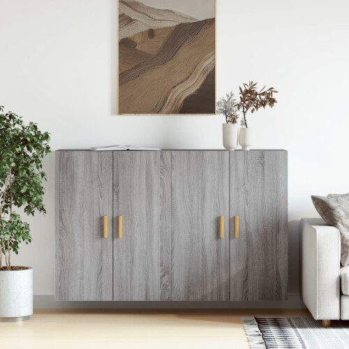 Berkfield Wall Mounted Cabinets 2 pcs Grey Sonoma Engineered Wood