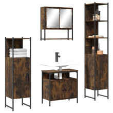 Berkfield 4 Piece Bathroom Furniture Set Smoked Oak Engineered Wood