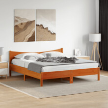 Berkfield Bed Frame without Mattress Wax Brown 180x200 cm Super King Solid Wood Pine