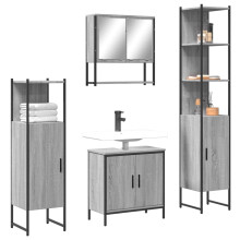 Berkfield 4 Piece Bathroom Furniture Set Grey Sonoma Engineered Wood