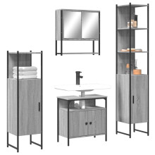 Berkfield 4 Piece Bathroom Furniture Set Grey Sonoma Engineered Wood