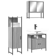 Berkfield 3 Piece Bathroom Furniture Set Grey Sonoma Engineered Wood