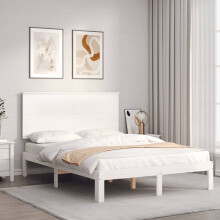 Berkfield Bed Frame without Mattress White Small Double Solid Wood Pine