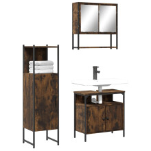 Berkfield 3 Piece Bathroom Furniture Set Smoked Oak Engineered Wood