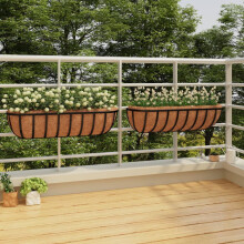 Berkfield Wall Troughs 2 pcs with Coco Liners Black 76x21x16 cm Steel