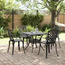 Berkfield 5 Piece Garden Dining Set Black Cast Aluminium