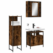 Berkfield 3 Piece Bathroom Cabinet Set Smoked Oak Engineered Wood