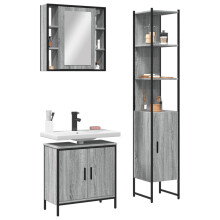 Berkfield 3 Piece Bathroom Cabinet Set Grey Sonoma Engineered Wood