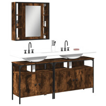 Berkfield 3 Piece Bathroom Cabinet Set Smoked Oak Engineered Wood