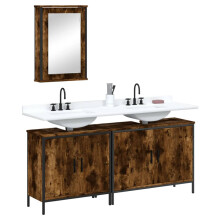 Berkfield 3 Piece Bathroom Furniture Set Smoked Oak Engineered Wood