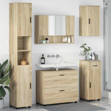 Berkfield Bathroom Furniture Set with Drawer with Shelf 5 pcs Sonoma Oak