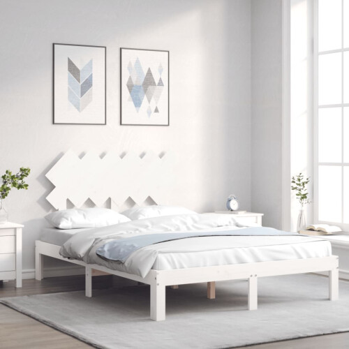 Berkfield Bed Frame without Mattress White Small Double Solid Wood Pine