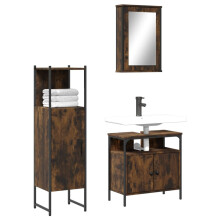 Berkfield 3 Piece Bathroom Furniture Set Smoked Oak Engineered Wood
