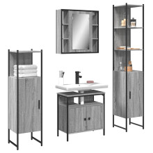 Berkfield 4 Piece Bathroom Cabinet Set Grey Sonoma Engineered Wood