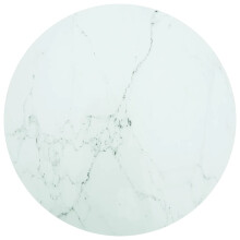 Berkfield Table Top White ò90x1 cm Tempered Glass with Marble Design