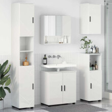 Berkfield Bathroom Furniture Set Wall-mounted 5 pcs High Gloss White