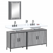 Berkfield 3 Piece Bathroom Furniture Set Grey Sonoma Engineered Wood