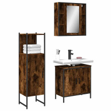 Berkfield 3 Piece Bathroom Cabinet Set Smoked Oak Engineered Wood