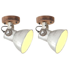Berkfield Industrial Wall/Ceiling Lamps 2 pcs Silver 20x25 cm E27