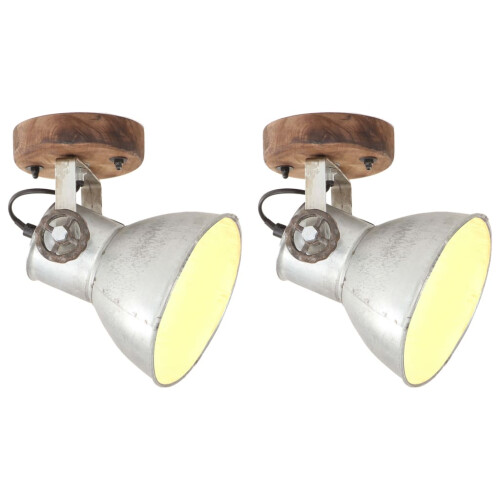 Berkfield Industrial Wall/Ceiling Lamps 2 pcs Silver 20x25 cm E27