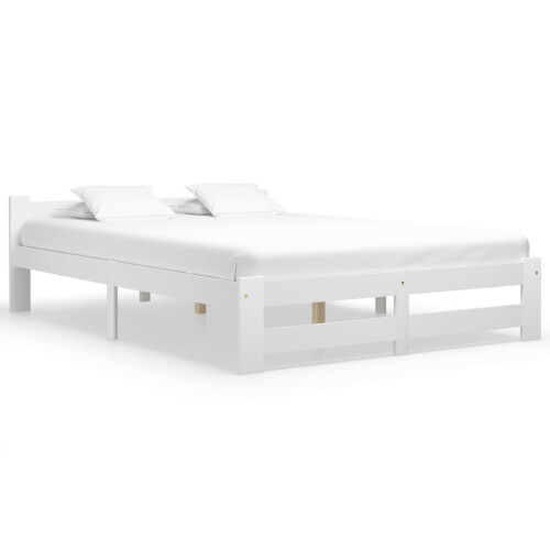 Berkfield Bed Frame without Mattress White Solid Pine Wood 180x200 cm Super King