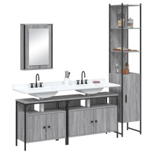Berkfield 4 Piece Bathroom Furniture Set Grey Sonoma Engineered Wood