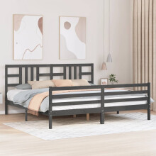 Berkfield Bed Frame without Mattress Grey 200x200 cm Solid Wood