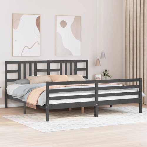 Berkfield Bed Frame without Mattress Grey 200x200 cm Solid Wood