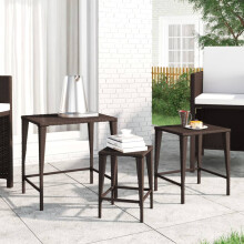 Berkfield Nesting Tables 3 pcs Brown Poly Rattan