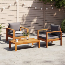 Berkfield 3 Piece Garden Sofa Set with Cushions Solid Wood Acacia