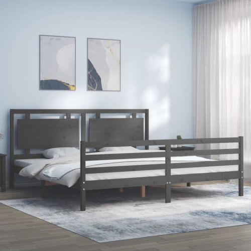 Berkfield Bed Frame without Mattress Grey 200x200 cm Solid Wood